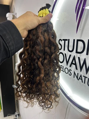 Cabelo Cacho Caipira Iluminado Escuro Fios de 55 cm (100g)