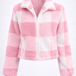 Jaqueta Feminina Teddy Xadrez Sherpa