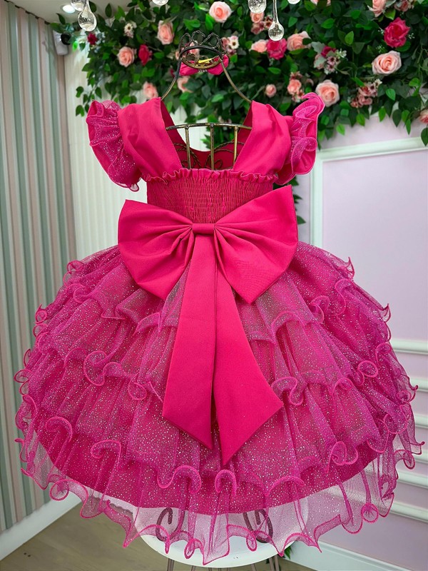 Vestido Luxuoso Babadinho - Pink Brilhante 