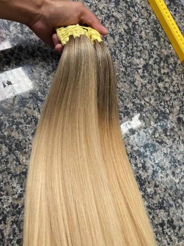 Cabelo Brasileiro Loiro Mesclado 50cm (Raiz Escura) - 100gr
