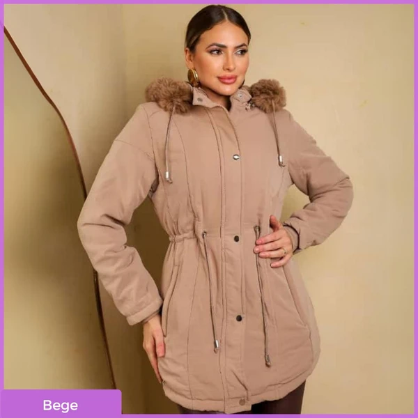 [Pague 1 Leve 2] Parka Feminina Premium Forrada com Ajuste na Cintura e Capuz Removível