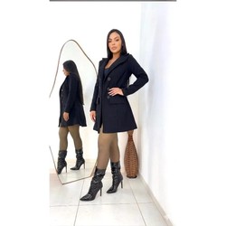 Casaco sobretudo feminino em tecido lã batida moda de inverno