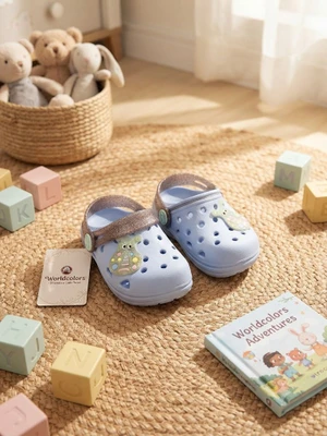 BABUCHE BABUCHE POP MINI -AZUL ACQUA/PRATA GLITER 124053 