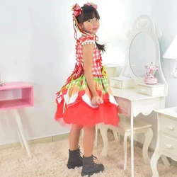 Vestido Festa Junina Tule Vermelho Quadrilha + 2 Laços
