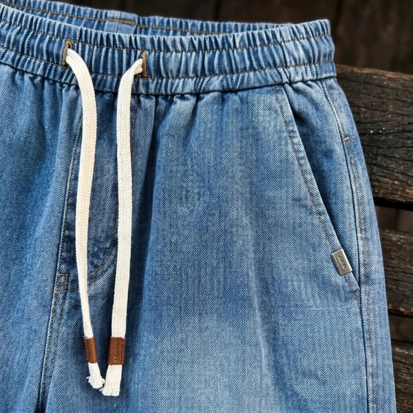 [Leve 4, Pague Só 2!] Bermuda Vulcan Masculina em Algodão Texturizado e Blend de Ajuste Relaxado com Padrão Espinha de Peixe e Cós Ajustável