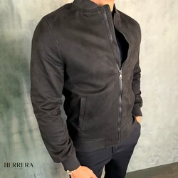 [COMPRE 1 E LEVE 2] Jaqueta Bomber Suede em Couro Bovino Legítimo