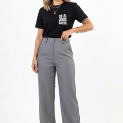 Camiseta Feminina Preta Estampa Só Jesus Salva