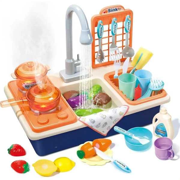 Conjunto de pia de cozinha infantil elétrica