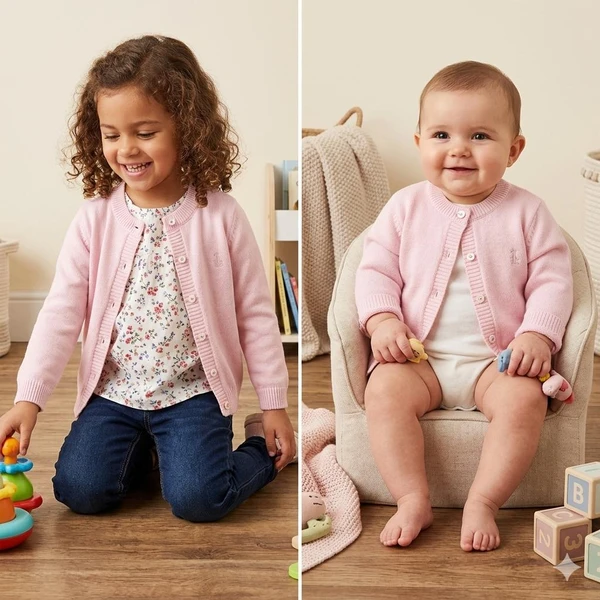 2009700 CARDIGAN EM TRICO PATERNOLLI ROSA BONECA NINA GO