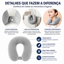 Almofada de Pescoço para Viagem Cinza
