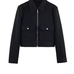 Jaqueta Feminina Cropped de Inverno com Zíper