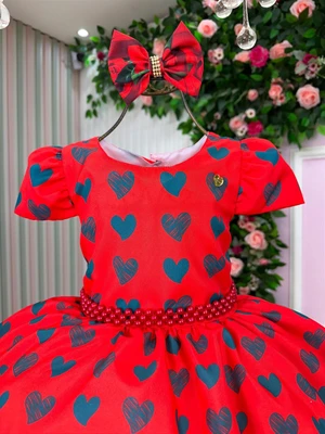 Vestido Temático - Floral Com Corações  