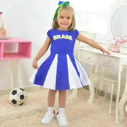 Vestido De Menina Brasil Azul E Branco - Copa