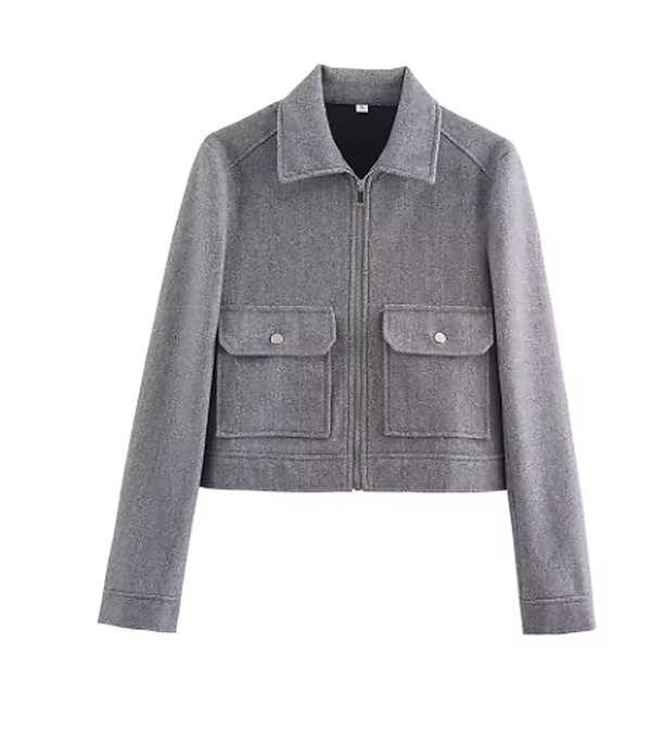 Jaqueta Feminina Cropped de Inverno com Zíper