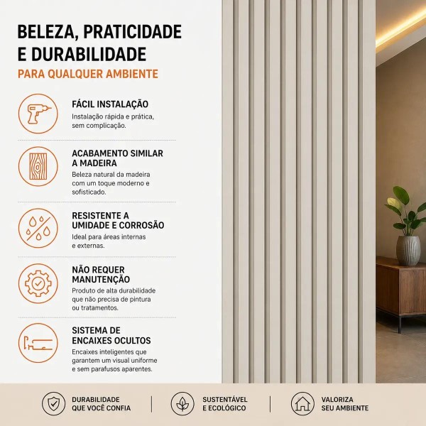 Painel Ripado Interno WPC de 290cm x 16cm (0,464M²)