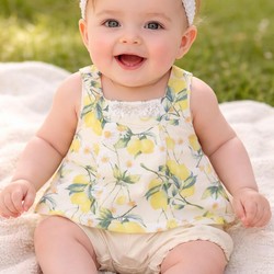 10735 MACACÃO BANHO DE SOL BABY AMARELO  PARAÍSO MENINA