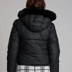 Doudoune Detalhe em Pelos Lauden Preto Velour