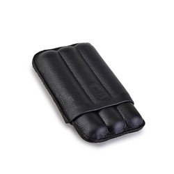 Porta 3 Charutos em Couro Crawdaut Classic - Preto