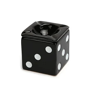 Cinzeiro para Cigarro de Cerâmica - Dado Preto com Tampa 2