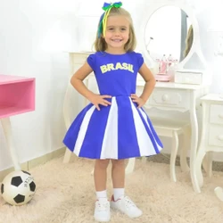 Vestido De Menina Brasil Azul E Branco - Copa
