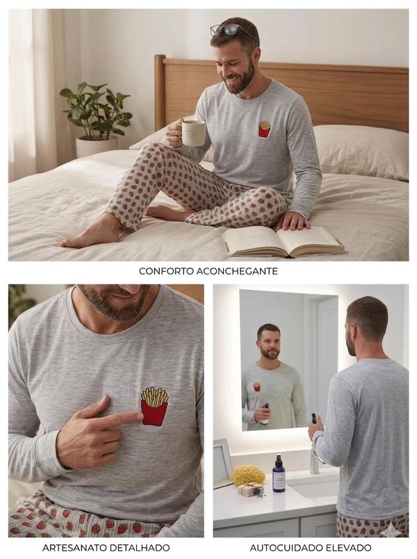 PIJAMA MANGA LONGA ADULTO BATATA FRITA 76219 PINGO LELE