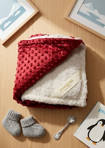 COBERTOR DOTS ESTAMPADO CHEVRON VERMELHO LAÇO BEBE EL693