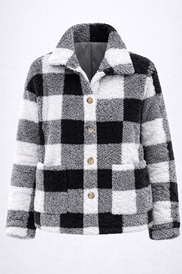 Jaqueta Sherpa Xadrez Feminina