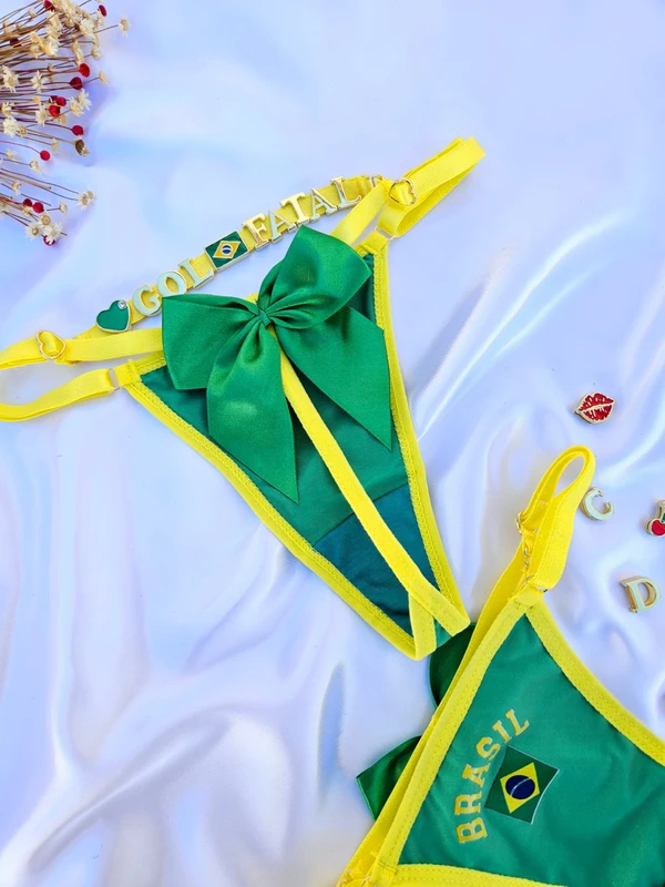 Calcinha Brasil Laço Personalizável 