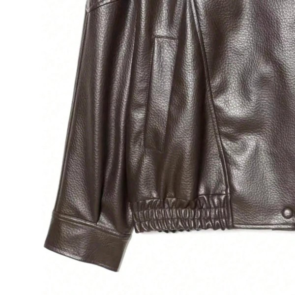 Jaqueta Feminina Oversized Couro Eco Gola Alta Estilo Europeia Vintage Premium Vynara