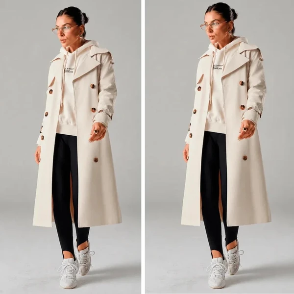 Trench Coat Longo Feminino Milano SarjadoVelour