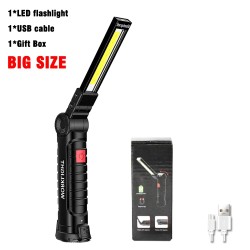1pc cob led luz de trabalho regulável usb recarregável lanterna led lâmpada inspeção com ímã & gancho 14500/18650 bateria tocha luz