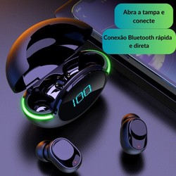 Fone de ouvido Bluetooth 5.1 Gamer Y80 de grande desempenho Design ergonômico na cor preta 