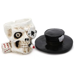 Cinzeiro de Resina para 3 Cigarros - Caveira Cassino