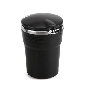 Cinzeiro de Plástico Portátil com Tampa e Luz Mod.02 - Preto