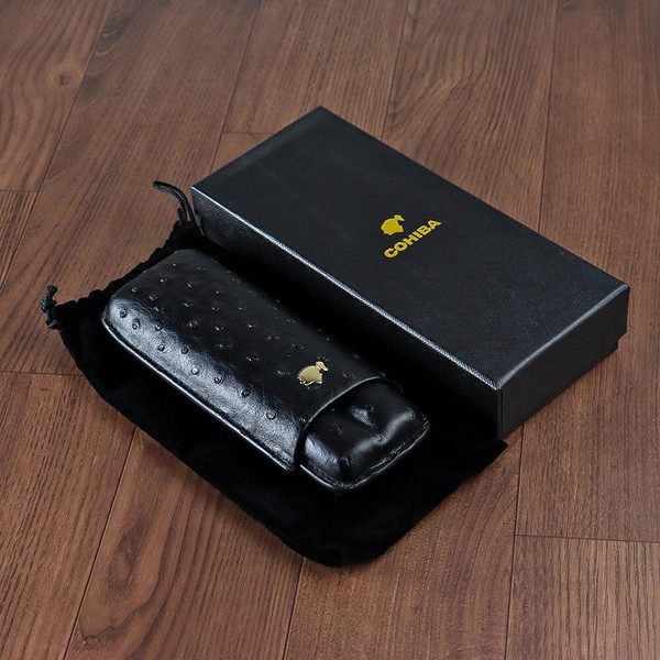 Porta 2 Charutos em Couro Cohiba Deluxe - Preto
