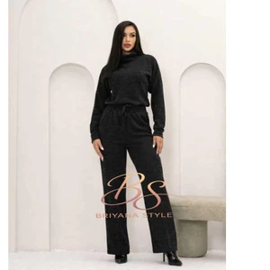 Conjunto Inverno Feminino elegante Tecido Malha Rib Quente