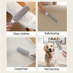 Removedor de pêlos de animais de estimação de dupla face, escova de fiapos pegajosa eletrostática manual, para gato, roupas, sofá, móveis, limpeza de carpetes