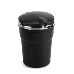 Cinzeiro de Plástico Portátil com Tampa e Luz Mod.02 - Preto