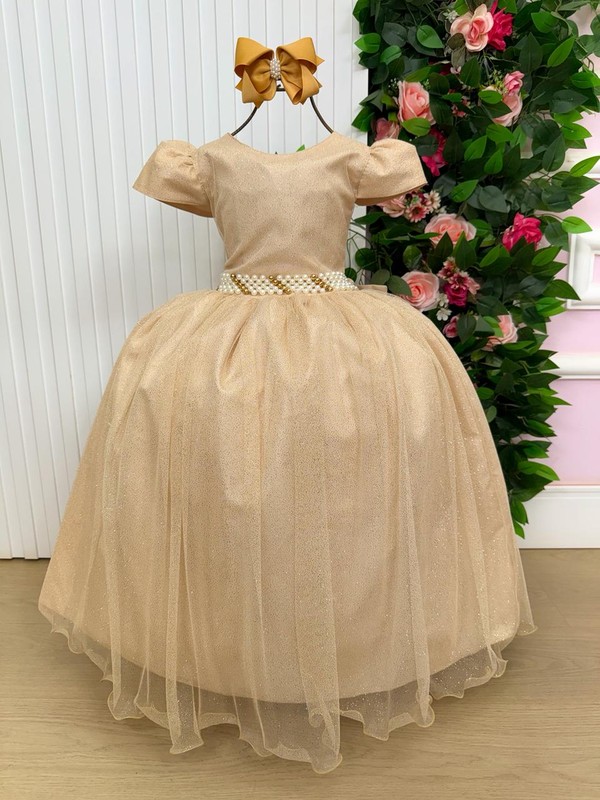 Vestido Luxo Longo - Dourado Brilhoso 