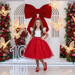 Vestido Duo Color - Vermelho C/Branco