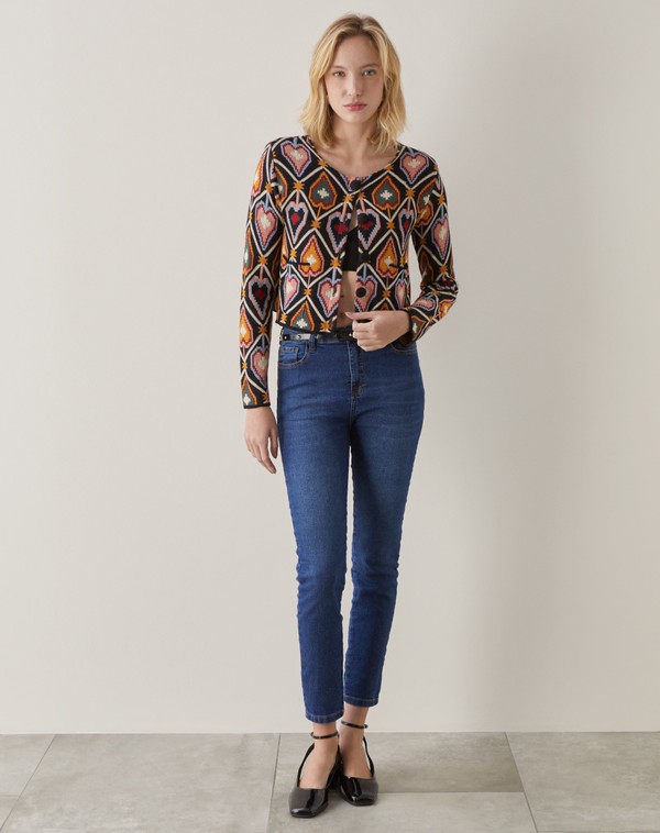 Jaqueta Cropped Tricot Jacquard  - Anturio Wallpaper