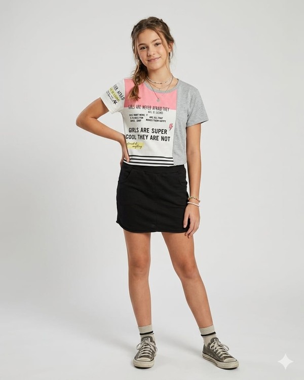 CONJUNTO BLUSA MULLET SAIA  SHORT  WE ARE IT GIRL - 2252