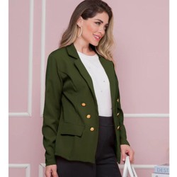 Blazer Alfaiataria Feminino Casaco Social Com 6 Botão 