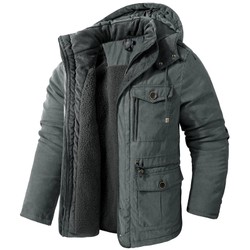 Jaqueta Masculina Tática com Capuz Forro Fleece e Bolsos