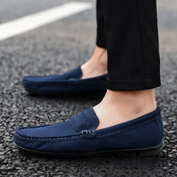 Sapato Mocassim Masculino de Camurça Azul