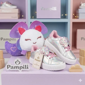 TÊNIS INFANTIL PAMPS HOLOGRÁFICO PRATA - VEM COM PELÚCIA MALU - 690006