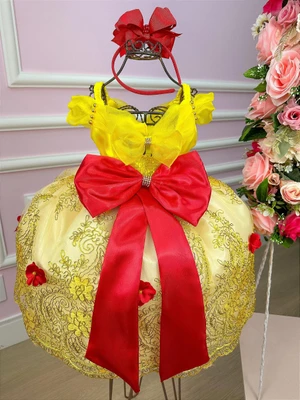 Vestido Temático Luxo Bordado - Bela e Fera