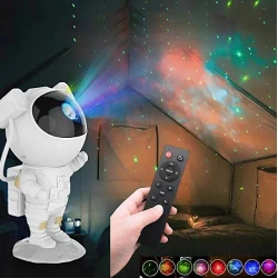 Projetor Astronauta Galáxia com Luz Estrelada e Controle Remoto