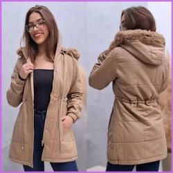 [Pague 1 Leve 2] Parka Feminina Premium Forrada com Ajuste na Cintura e Capuz Removível