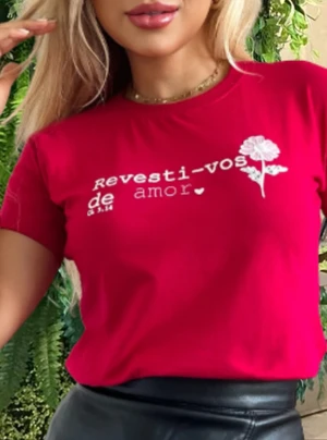 TSHIRT REVESTI-VOS DE AMOR FLOR - ROSA PINK